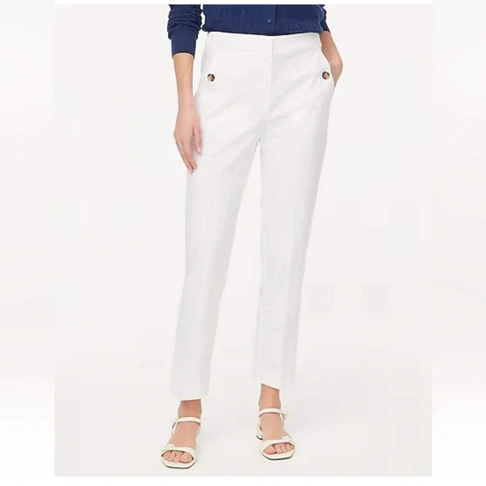 J. Crew White Elastic Back Linen Blend Sailor Pants 8P NWT